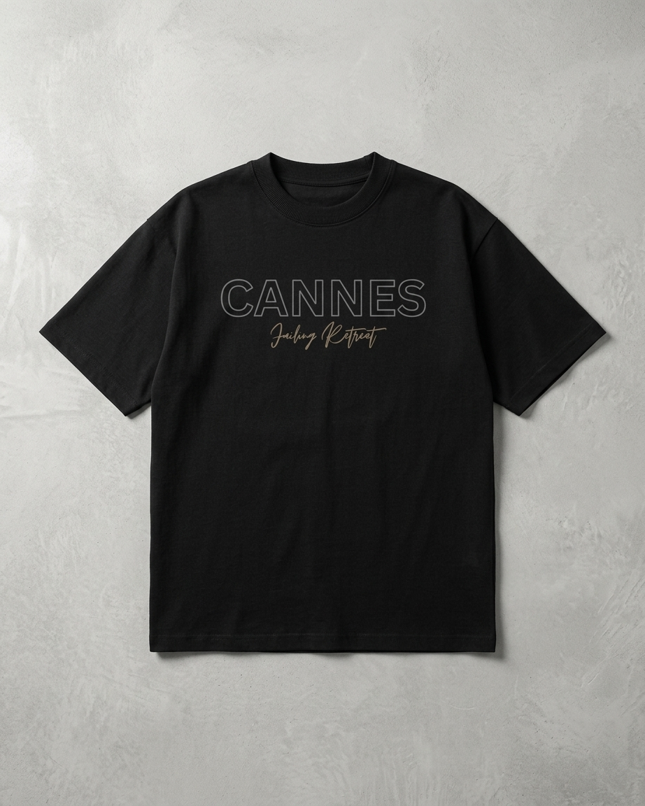 Cannes Minimal Typography T-Shirt for Men  | Premium Cotton Regular Fit Black Tee | Everyday Aesthetic Streetwear