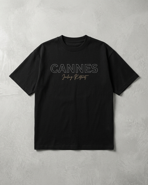 Cannes Minimal Typography T-Shirt for Men  | Premium Cotton Regular Fit Black Tee | Everyday Aesthetic Streetwear
