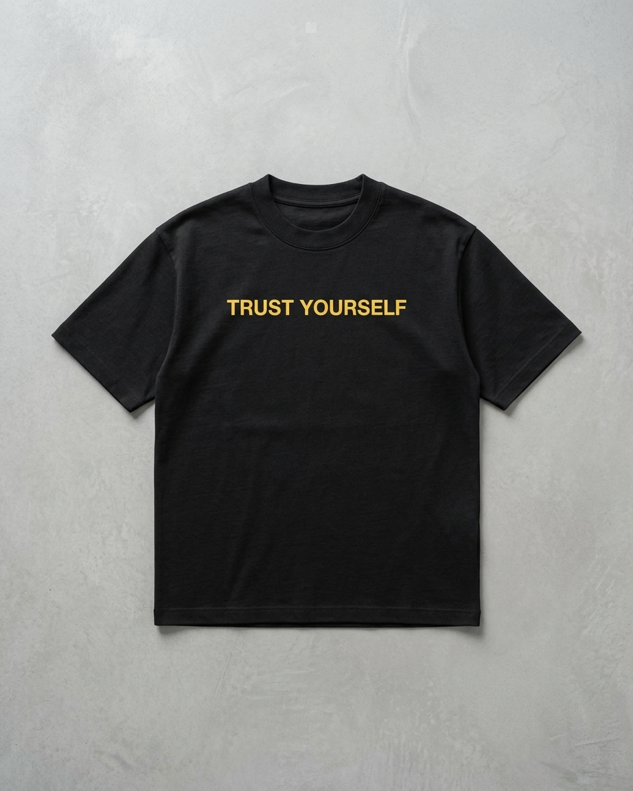 Trust Yourself Printed Black T-Shirt for Men & Women | Minimal Motivational Streetwear Tee | Cotton Casual Wear