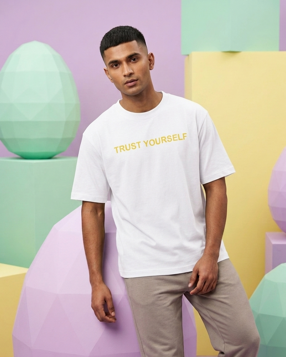 Trust Yourself Printed Black T-Shirt for Men & Women | Minimal Motivational Streetwear Tee | Cotton Casual Wear