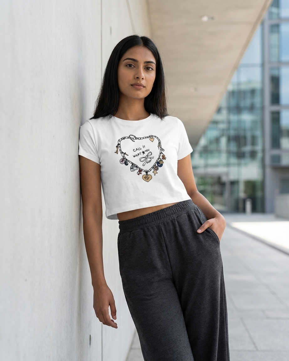 Call It What? Aesthetic Graphic Crop Top – Cute Minimal Cotton Crop Top for Women