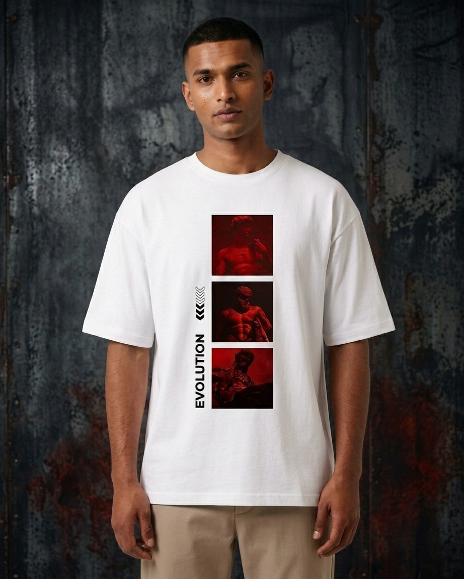 Evolution Graphic Oversized T-Shirt – 240 GSM Premium Cotton Streetwear Tee for Men & Women