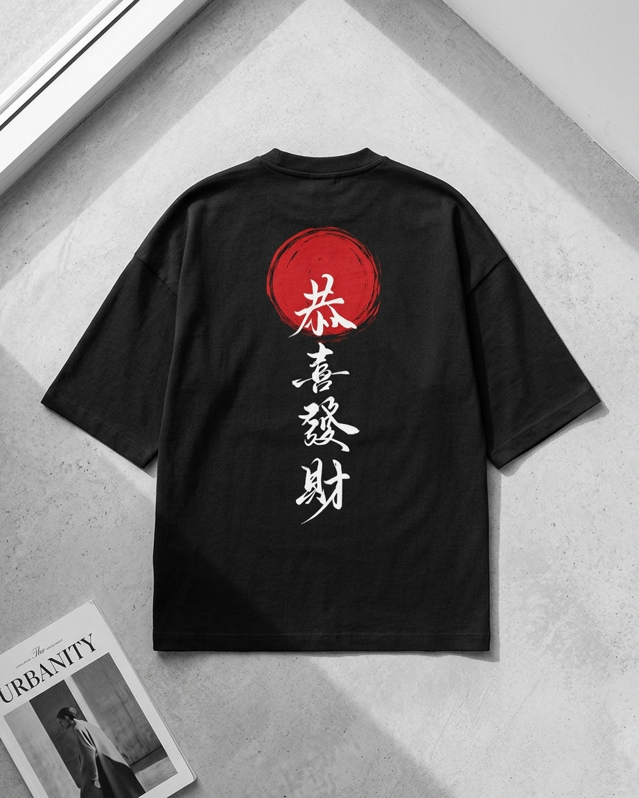 Japanese Samurai Back Print Oversized T-Shirt | Premium Heavyweight Terry Cotton Tee | Streetwear Drop Shoulder T-Shirt