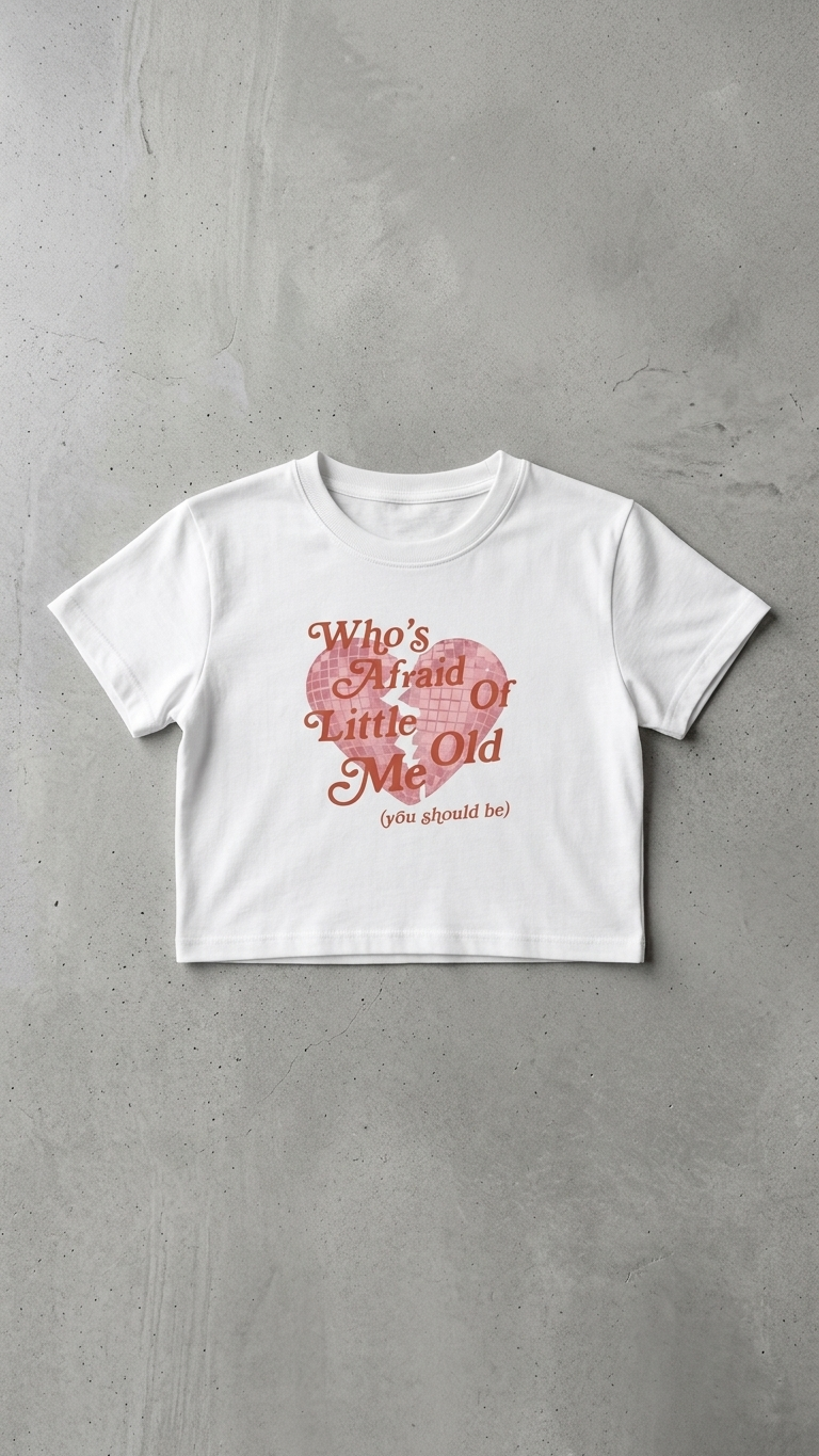 Who’s Afraid of Little Old Me Crop Top for Women – Aesthetic Graphic 100% Cotton Cropped Tee